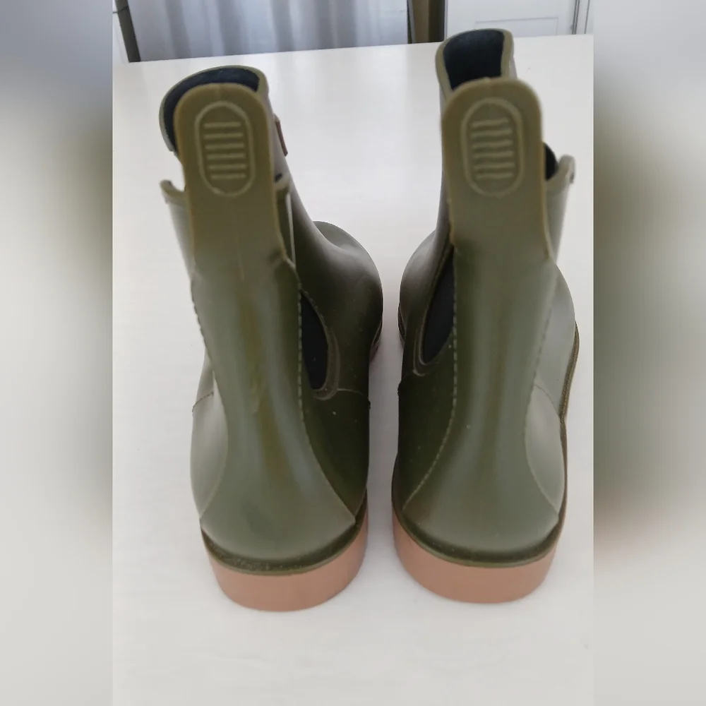 AMOJI Waterproof Slip‑On Rain Booties – Olive Green – Size 28 (Unisex)